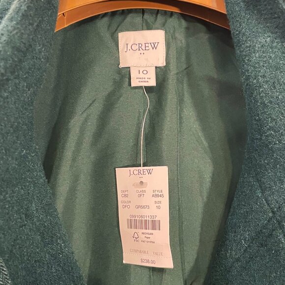 Last Chance! New J.Crew Wool Blend City Cocoon Coat Forest Green 10, M $238 - Picture 7 of 9